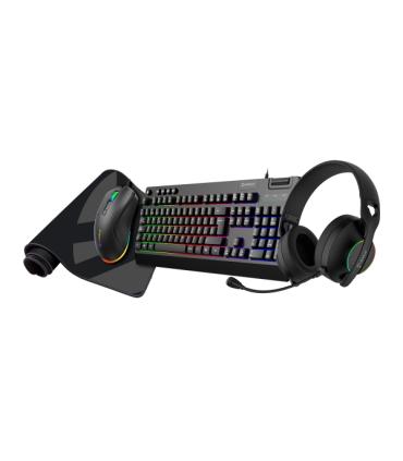 Unykach Pack Gaming NOVA 4in1 USB Teclado Multimedia + Raton 7200dpi + Auriculares con Microfono + Alfombrilla XL - Teclado Espa