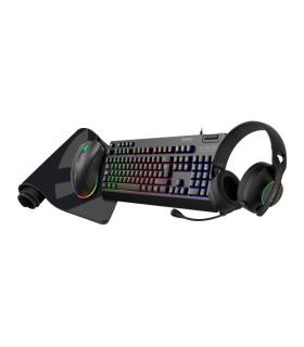 Unykach Pack Gaming NOVA 4in1 USB Teclado Multimedia + Raton 7200dpi + Auriculares con Microfono + Alfombrilla XL - Teclado Port