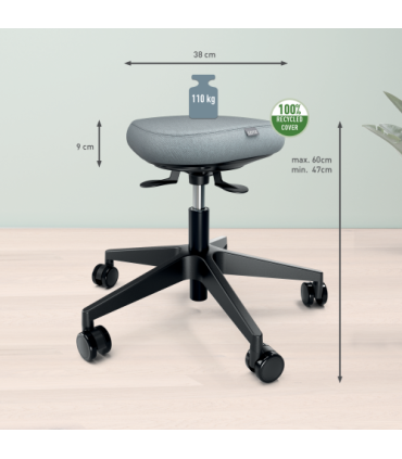 TABURETE LEITZ ERGO ACTIVE CON RUEDAS, NEGRO KENSINGTON 65770095