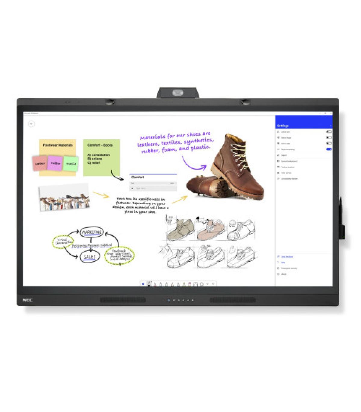 NEC WD551 pizarra blanca interactiva 139,7 cm (55") 3840 x 2160 Pixeles Pantalla táctil