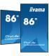 MONITOR IIYAMA 86" , UHD IPS PANEL, HAZE 1%, 800CD/M, HORIZ Y VERT, SIGNAL FAILOVER, MM 2X 10W, HDMI 2X, DP, USB 2.0 X2, WIFI..