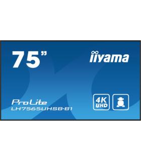 iiyama LH7565UHSB-B1 pantalla de señalización Diseño de quiosco 189,2 cm (74.5") LED Wifi 800 cd / m² 4K Ultra HD Negro Procesad