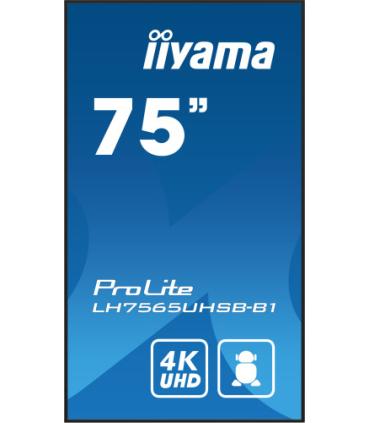 iiyama LH7565UHSB-B1 pantalla de señalización Diseño de quiosco 189,2 cm (74.5") LED Wifi 800 cd / m² 4K Ultra HD Negro Procesad