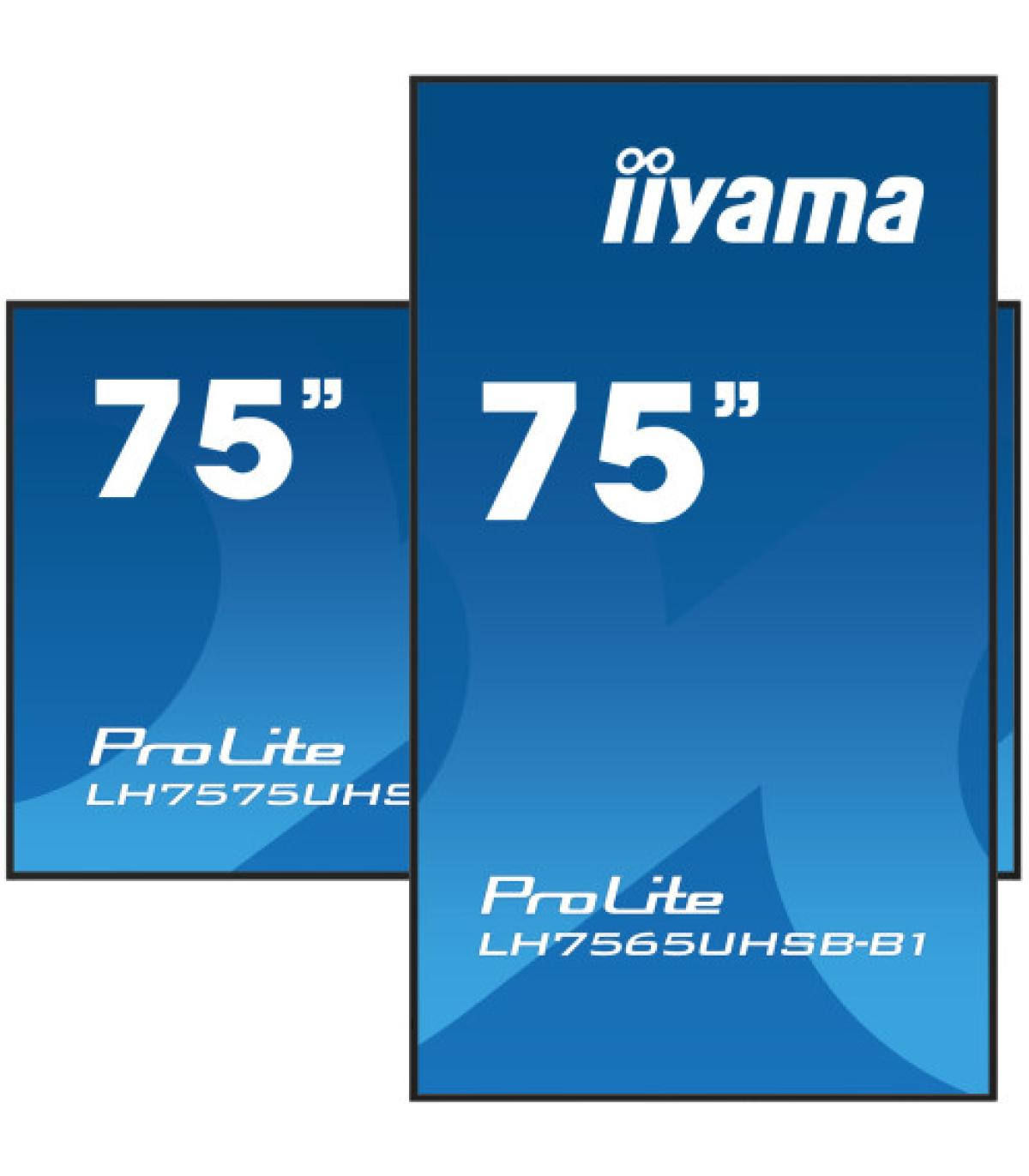 iiyama LH7565UHSB-B1 pantalla de señalización Diseño de quiosco 189,2 cm (74.5") LED Wifi 800 cd / m² 4K Ultra HD Negro Procesad
