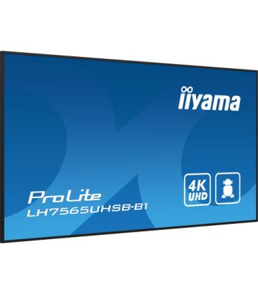 iiyama LH7565UHSB-B1 pantalla de señalización Diseño de quiosco 189,2 cm (74.5") LED Wifi 800 cd / m² 4K Ultra HD Negro Procesad