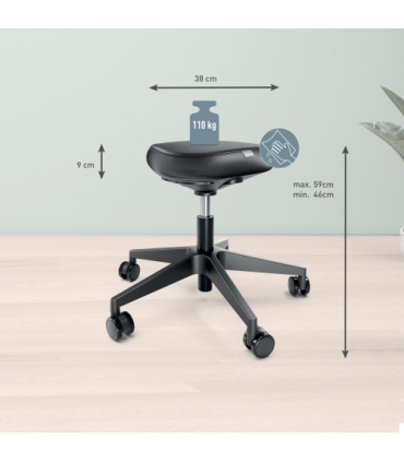 TABURETE LEITZ ERGO CON RUEDAS COLOR NEGRO KENSINGTON 65780095