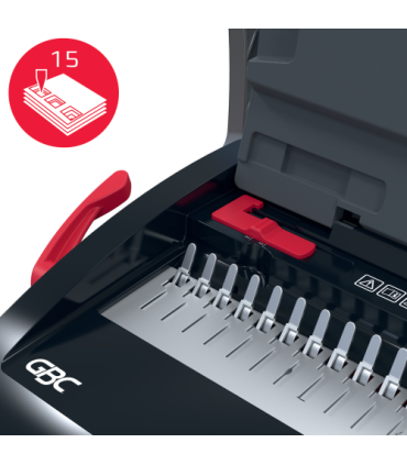 ENCUADERNADORA CANUTILLO CB15 COLOR NEGRO / PLATEADO GBC 4410061