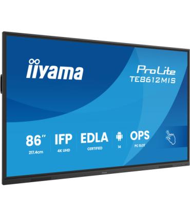 MONITOR INTERACTIVO IIYAMA 86" EDLA, ANDROID 14, 8/128GB, 40-P,3840X2160,UHD,MM 2X 20W,VGA,HDMI 2X /1XOUT, 2X USB-C,MINI-JACK OP