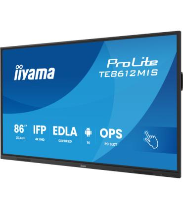 MONITOR INTERACTIVO IIYAMA 86" EDLA, ANDROID 14, 8/128GB, 40-P,3840X2160,UHD,MM 2X 20W,VGA,HDMI 2X /1XOUT, 2X USB-C,MINI-JACK OP