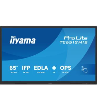 MONITOR INTERACTIVO IIYAMA 65" EDLA, ANDROID 14, 8/128GB, 40-P,3840X2160,UHD,MM 2X 20W,VGA,HDMI 2X /1XOUT, 2X USB-C,MINI-JACK OP
