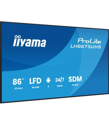 MONITOR TACTIL IIYAMA 86" 3840X2160, UHD VA, 500CD/M2, HORIZ VERT,FAILOVER, MM 2X 10W, HDMI 3X, DP, DP-OUT, USB 2.0 X2, WIFI, LA