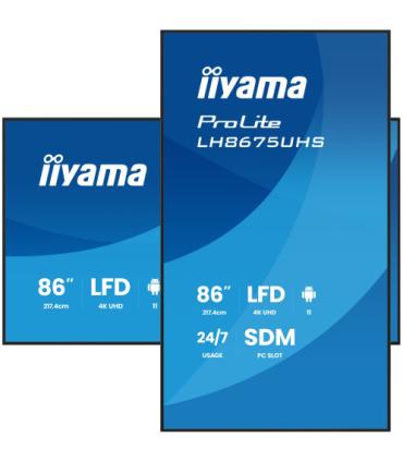 MONITOR TACTIL IIYAMA 86" 3840X2160, UHD VA, 500CD/M2, HORIZ VERT,FAILOVER, MM 2X 10W, HDMI 3X, DP, DP-OUT, USB 2.0 X2, WIFI, LA