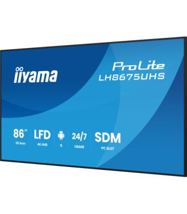 MONITOR TACTIL IIYAMA 86" 3840X2160, UHD VA, 500CD/M2, HORIZ VERT,FAILOVER, MM 2X 10W, HDMI 3X, DP, DP-OUT, USB 2.0 X2, WIFI, LA