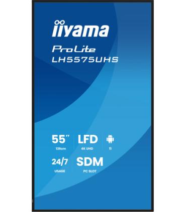 MONITOR TACTIL IIYAMA 55" 3840X2160, UHD VA, 500CD/M2, HORIZ VERT,FAILOVER,MM 2X 10W, HDMI 3X, DP, DP-OUT, USB 2.0 X2, WIFI, LAN