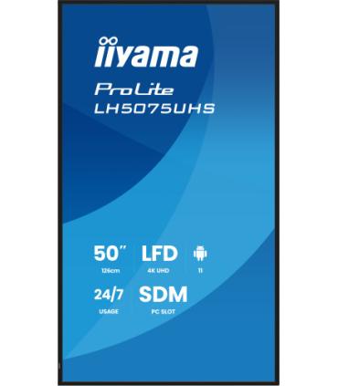 MONITOR TACTIL IIYAMA 50" 3840X2160, UHD VA, 500CD/M2, HORIZ VERT,FAILOVER,MM 2X 10W, HDMI 3X, DP, DP-OUT, USB 2.0 X2, WIFI, LAN