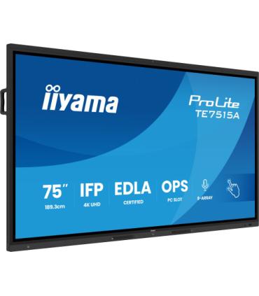 PANTALLA INTERACTIVA 75" EDLA, ANDROID 14, 16/128GB UHD IPS, MM 2X 20W + 20W SUBWR, 2X HDMI, DP , 1X USB-C, 550CD/M, HORIZ , MED