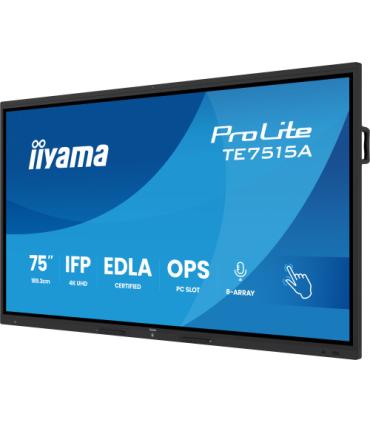 PANTALLA INTERACTIVA 75" EDLA, ANDROID 14, 16/128GB UHD IPS, MM 2X 20W + 20W SUBWR, 2X HDMI, DP , 1X USB-C, 550CD/M, HORIZ , MED