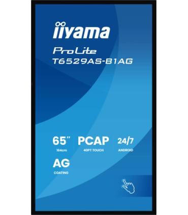 MONITOR IIYAMA TACTIL 65" 4K 20P TACTIL (T6529AS-B1AG) / ANDROID 14/ USO 24/7 / IRX1 / HDMI X 2 / USB-C / HORIZ. Y APAISADO / 42