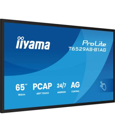 MONITOR IIYAMA TACTIL 65" 4K 20P TACTIL (T6529AS-B1AG) / ANDROID 14/ USO 24/7 / IRX1 / HDMI X 2 / USB-C / HORIZ. Y APAISADO / 42