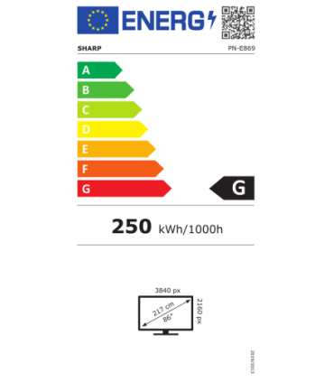 SHARP-NEC MULTISYNC E869 86" E SERIES LFD, UHD, 400CD/M2, DIRECT LED BACKLIGHT, 18/7 PROOF, MEDIA PLAYER (60006186