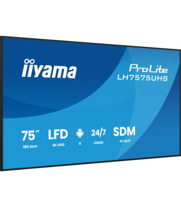 MONITOR IIYAMA 75" (LH7575UHS-B2AG) 3840X2160 / 4K UHD / 24/7 / 500 CD/M / 8MS / DP / 3XHDMI / MICRO SD SLOT / E-SHARE /IISIGNAG