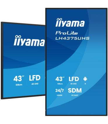 MONITOR IIYAMA 43" (LH4375UHS-B1AG) ANDROID 11 / 3844X2160 (4K UHD) / OPERACION 24/7 /500CD / LANDSC. Y PORTRAIT / 3XHDMI / DP..