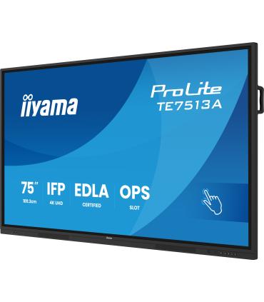 PANTALLA INTERACTIVA 75" EDLA, ANDROID 14, 8/128GB UHD IPS, MM 2X 20W + 20W SUBWR, 2X HDMI, DP , 2X USB-C, 450CD/M, HORIZ , MEDI
