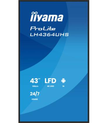 IIYAMA MONITOR 43" 3840x2160, UHD VA DLED 500cd/m, HORIZ Y VERT, MM 2x 10W, 2x HDMIx 1x USB-C, USB 2.0 x2, WiFi, LAN, Media Play