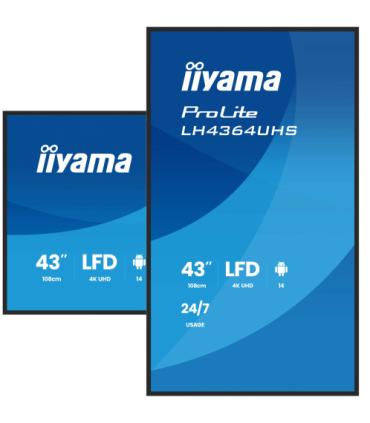 IIYAMA MONITOR 43" 3840x2160, UHD VA DLED 500cd/m, HORIZ Y VERT, MM 2x 10W, 2x HDMIx 1x USB-C, USB 2.0 x2, WiFi, LAN, Media Play