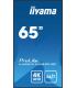 MONITOR IIYAMA65" 3840X2160, 4K UHD IPS PANEL, 1% HAZE, LANDSCAPE Y PORTRAIT , SPEAKERS 2X 10W , 3X HDMI, 500CD/M², MEDIA PLAY..