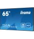 MONITOR IIYAMA65" 3840X2160, 4K UHD IPS PANEL, 1% HAZE, LANDSCAPE Y PORTRAIT , SPEAKERS 2X 10W , 3X HDMI, 500CD/M², MEDIA PLAY..