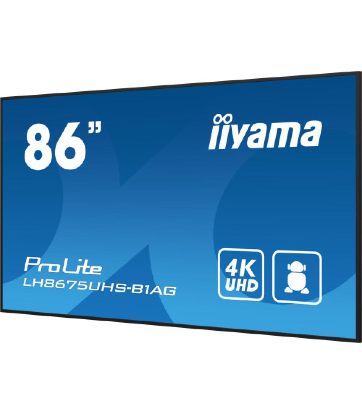 MONITOR IIYAMA 86" (LH8675UHS-B1AG) 3840X2160 / 4K UHD / 24/7 / 500 CD/M / 8MS / DP / 3XHDMI / MICRO SD SLOT / E-SHARE /IISIGNAG