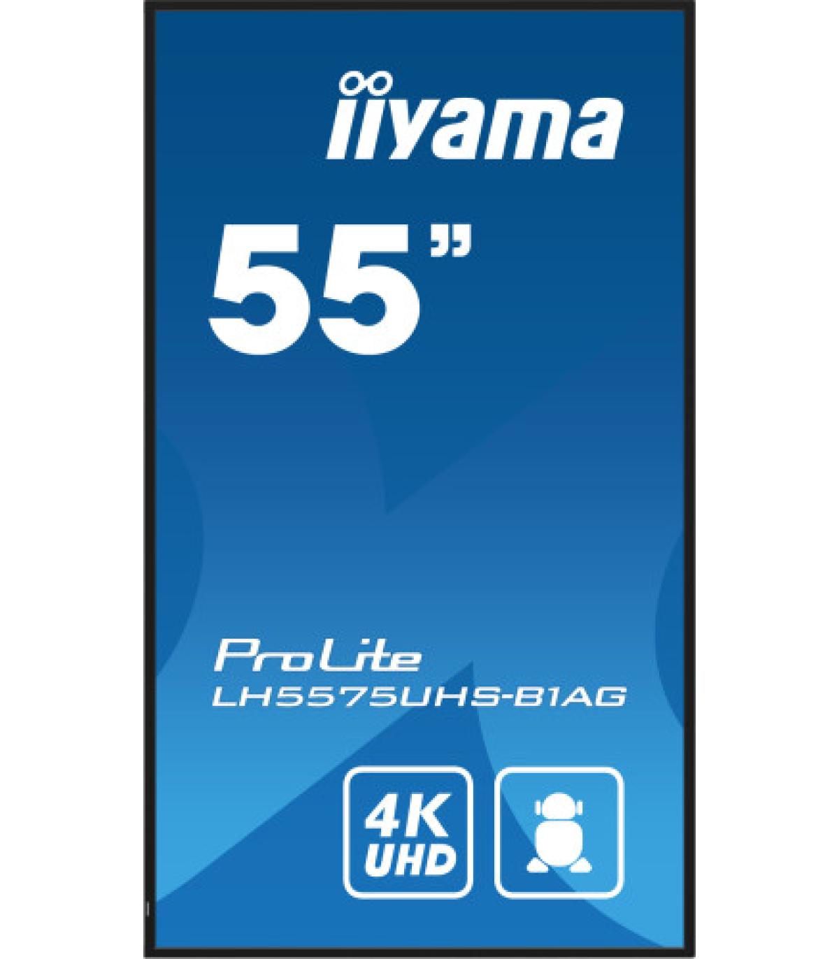 iiyama ProLite Pantalla plana para señalización digital 138,7 cm (54.6") LCD Wifi 500 cd / m² 4K Ultra HD Negro Procesador incor
