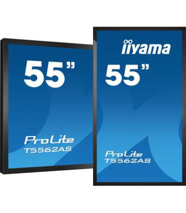 MONITOR IIYAMA 55" 4K 20P TACTIL IPS (T5562AS-B1) 3840X2160 / OPERACION 24/7 / HDMIX3 / HORIZONTAL Y APAISADO / 420CD/M2, 1200:1