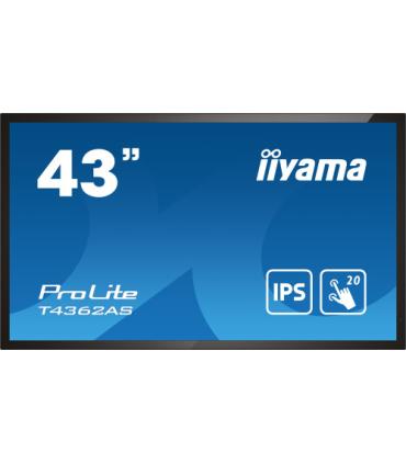 MONITOR IIYAMA 43" 4K 20P TACTIL IPS (T4362AS-B1) 3840X2160 / OPERACION 24/7 / HDMIX3 / HORIZONTAL Y APAISADO / 420CD/M2, 1200:1