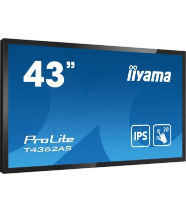 MONITOR IIYAMA 43" 4K 20P TACTIL IPS (T4362AS-B1) 3840X2160 / OPERACION 24/7 / HDMIX3 / HORIZONTAL Y APAISADO / 420CD/M2, 1200:1