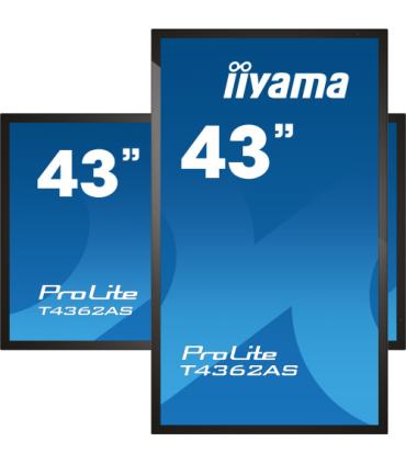 MONITOR IIYAMA 43" 4K 20P TACTIL IPS (T4362AS-B1) 3840X2160 / OPERACION 24/7 / HDMIX3 / HORIZONTAL Y APAISADO / 420CD/M2, 1200:1