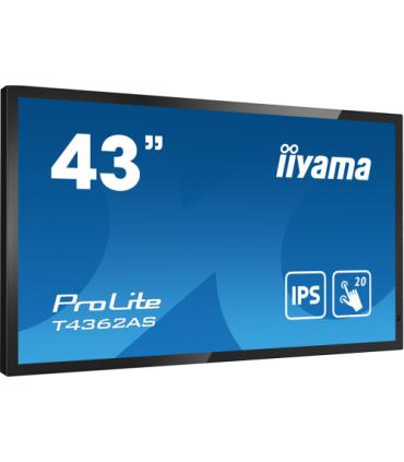 MONITOR IIYAMA 43" 4K 20P TACTIL IPS (T4362AS-B1) 3840X2160 / OPERACION 24/7 / HDMIX3 / HORIZONTAL Y APAISADO / 420CD/M2, 1200:1