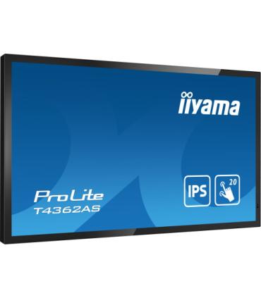 MONITOR IIYAMA 43" 4K 20P TACTIL IPS (T4362AS-B1) 3840X2160 / OPERACION 24/7 / HDMIX3 / HORIZONTAL Y APAISADO / 420CD/M2, 1200:1