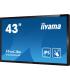 MONITOR IIYAMA 43" 4K 20P TACTIL IPS (T4362AS-B1) 3840X2160 / OPERACION 24/7 / HDMIX3 / HORIZONTAL Y APAISADO / 420CD/M2, 1200:1