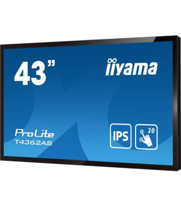 MONITOR IIYAMA 43" 4K 20P TACTIL IPS (T4362AS-B1) 3840X2160 / OPERACION 24/7 / HDMIX3 / HORIZONTAL Y APAISADO / 420CD/M2, 1200:1