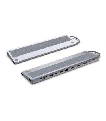 Ewent USB-C Dock 12 en 1 - 1x USB-C, 3x USB 3.2 Gen1, 2x HDMI 4K/60Hz, 1x DisplayPort 4K/60Hz, SD/TF 2.0, Audio, RJ45 Gb, 1x USB