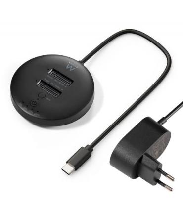 Ewent Clonador Doble Bahia - NVMe M2 - USB-C 3.2 Gen2 - Indicador LED - Color Negro