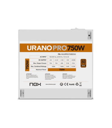 NOX Urano PRO White 750W Bronze unidad de fuente de alimentación ATX Blanco