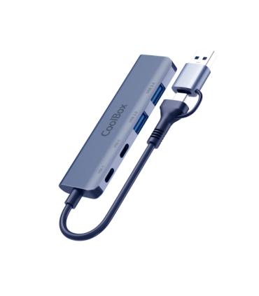 CoolBox HUB4 Lite USB-C/A - 2x USB-C, 2x USB-A 3.2 Gen1 - Aluminio - Color Gris
