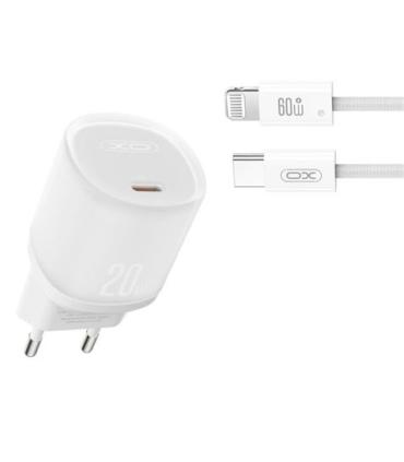 XO L143 Cargador de Corriente 20W - USB-C - PD 3.0 y QC 3.0 - Incluye Cable USB-C a Lightning - Color Blanco
