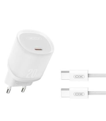 XO L143 Cargador de Corriente 20W - USB-C - PD 3.0 y QC 3.0 - Incluye Cable USB-C - Color Blanco