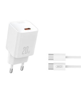 XO L146 Cargador de Corriente 20W - USB-C - PD 3.0 y QC 3.0 - Incluye Cable USB-C - Color Blanco