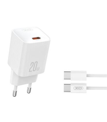 XO L146 Cargador de Corriente 20W - USB-C - PD 3.0 y QC 3.0 - Incluye Cable USB-C - Color Blanco