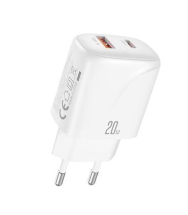 XO L158 Cargador de Corriente 20W - USB-A y USB-C - Alto Rendimiento - Color Blanco
